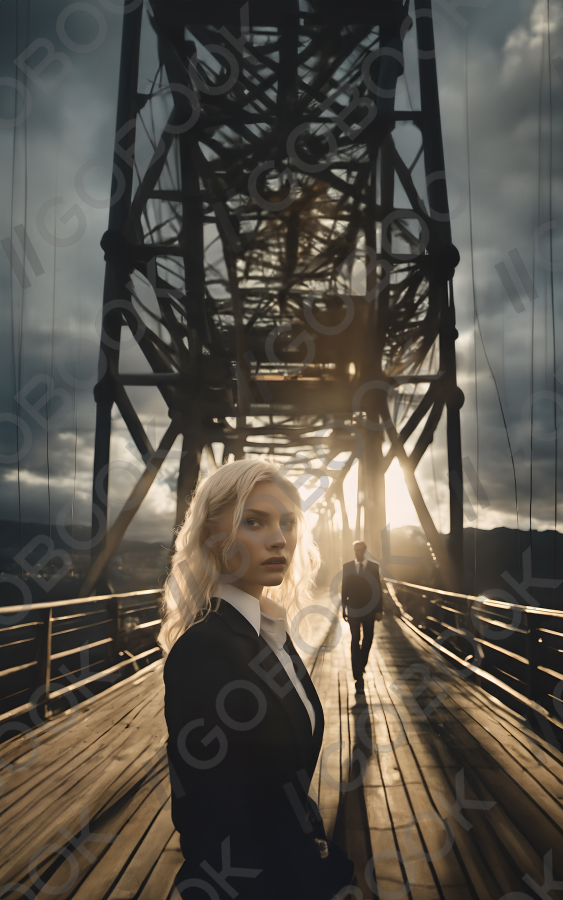 Meeting on the Bridge at Sunset