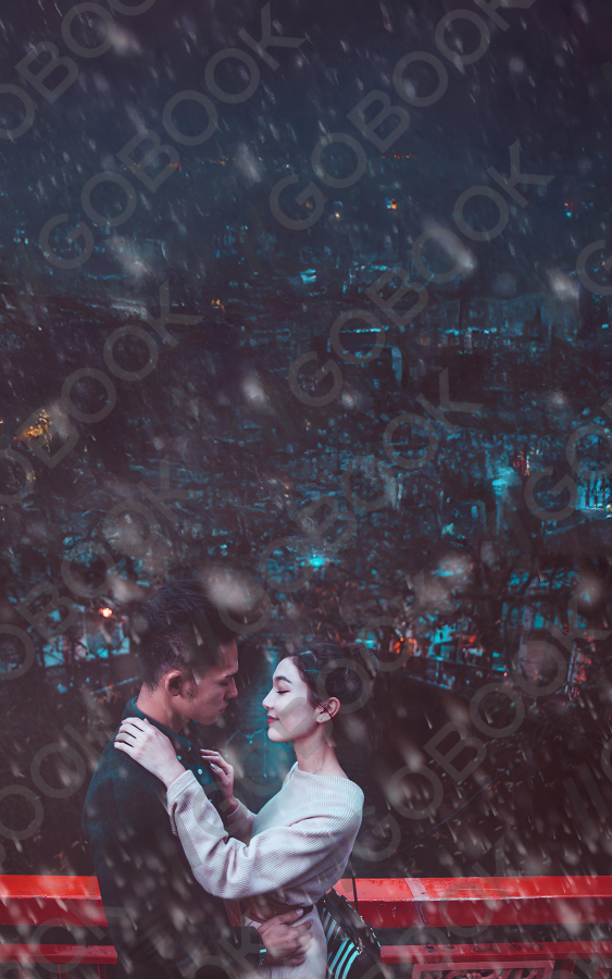 Embrace in the Snowy Night