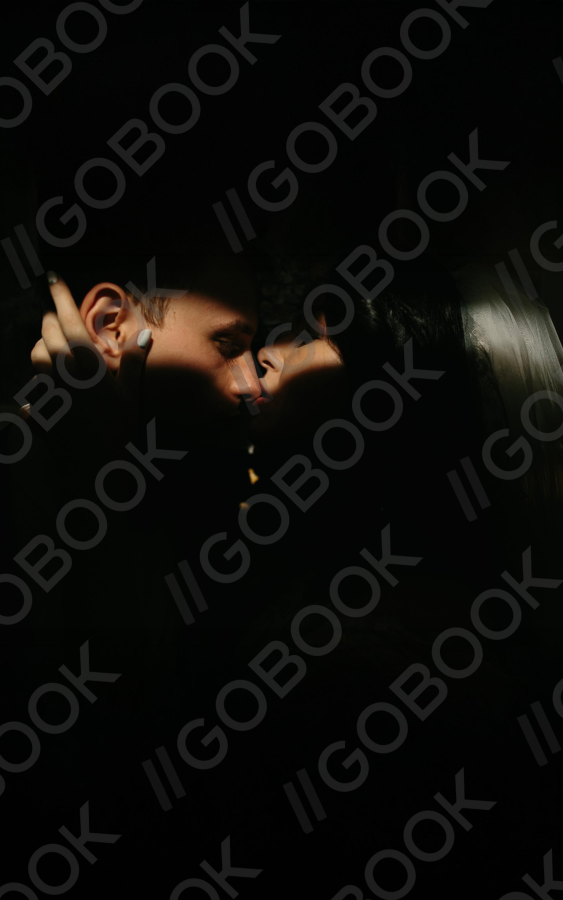 Intimate Kiss in Shadow
