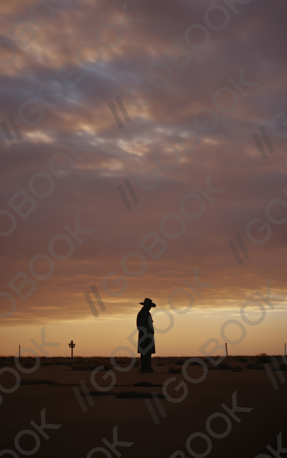 Lone Cowboy at Sunset