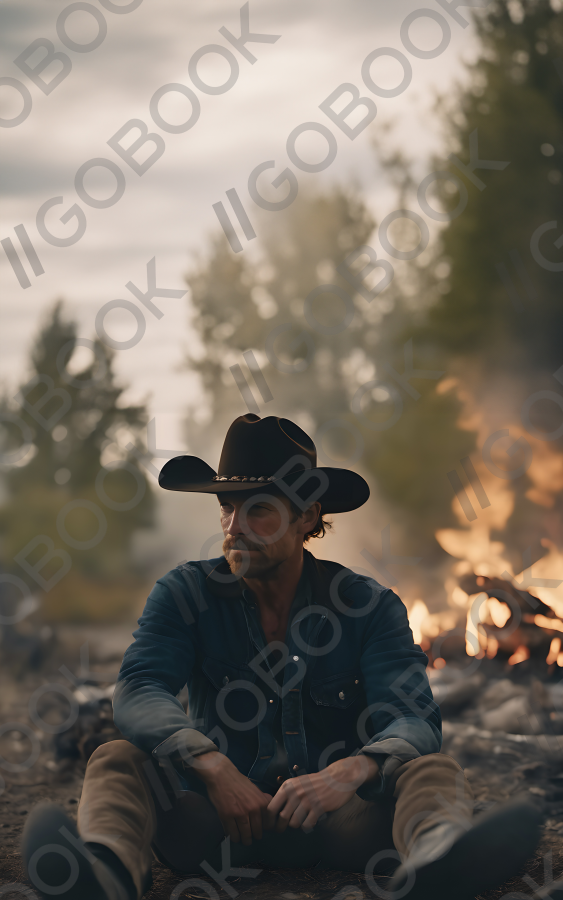 A Solitary Cowboy's Reflection