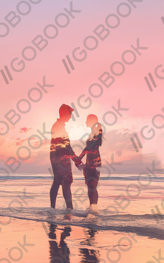 Sunset Lovers Embracing